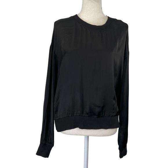 Nation LTD Los Angeles Satin Long Sleeve Crewneck Top - Picture 1 of 6